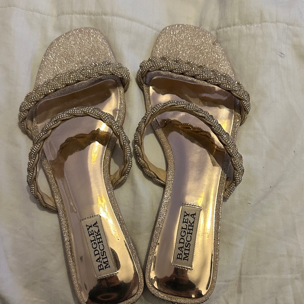 Badgley Mischka Glittering Gold Sandals